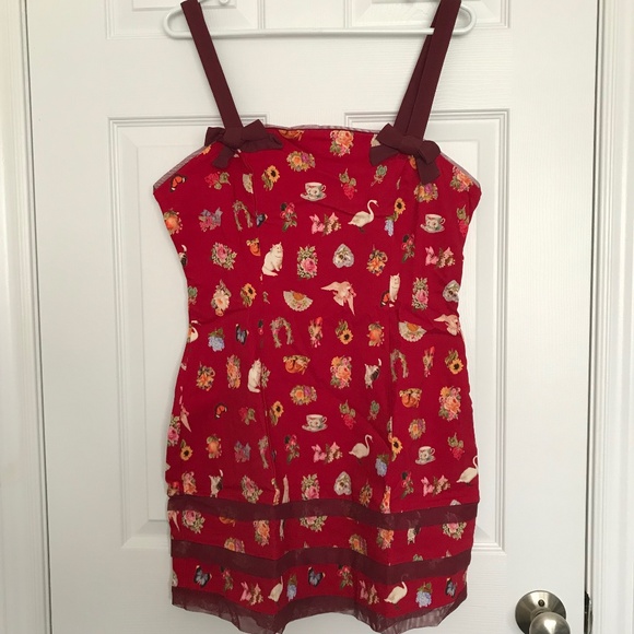 NWT Kimchi Blue Lyla Bow Detail Mini Dress Bow L Black Red Urban Outfitters - Picture 1 of 15